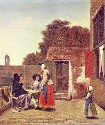 Pieter de Hooch Hof mit zwei Offizieren und trinkender Frau china oil painting artist